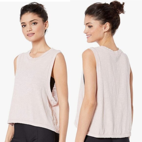 Free People Movement Love Tank Taupe Crop Top Tank Top Low Arm Holes Small - Picture 1 of 8